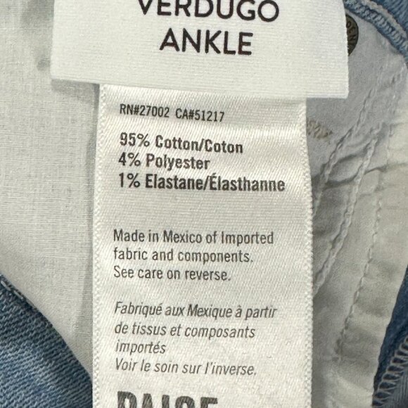 Paige Jeans Womens 26 Verdugo Ankle Light Wash Cotton Stretch Distressed Raw Hem - Picture 11 of 11